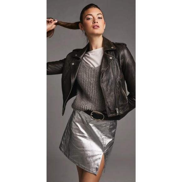 Anthropologie Maeve Metallic Mini Skirt - Picture 2 of 9